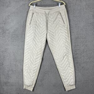 Athleta Pants Womens 12 Beige Quilted Joggers Insulated Fleece Lined Winter Warm